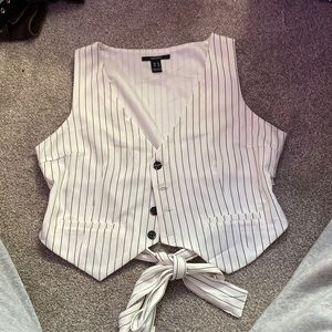cropped striped button up shirt